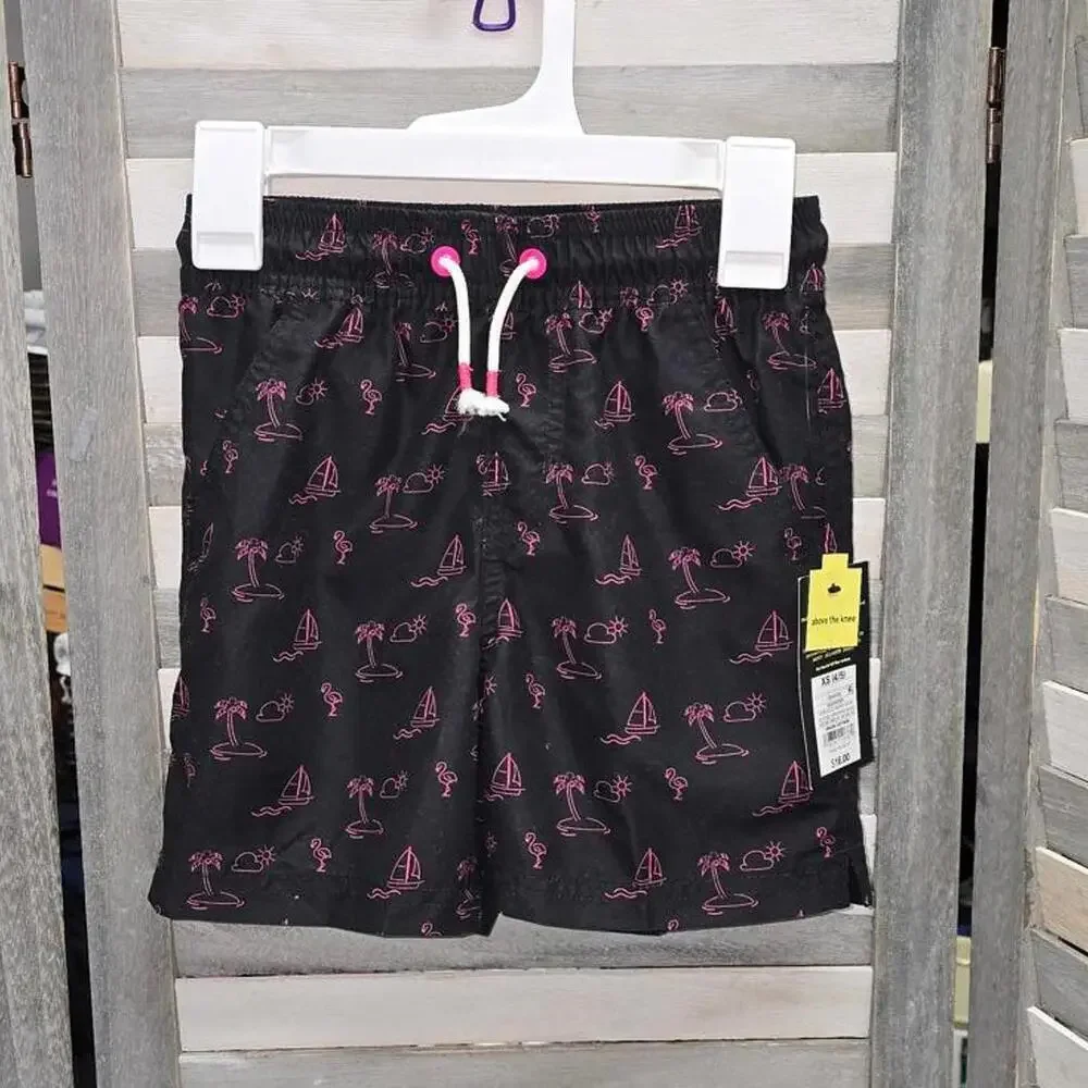 Boys' Pink Icon Print Swim Trunks | Art Class | X Small (4/5)